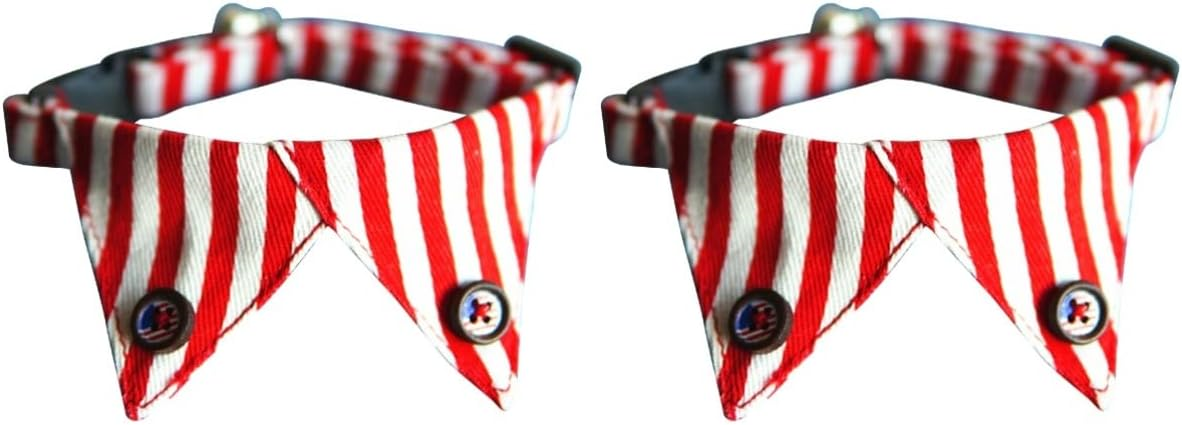 Mipcase 2pcs Stripe - Vertical Shape Bow- Collar Tie Pet Red Bar W Adjustable M