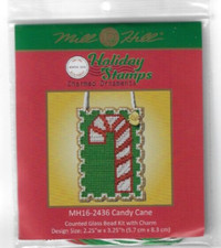 Christmas Candy Cane Mill Hill Cross Stitch Kit with Beads  Charm Holiday Stamp