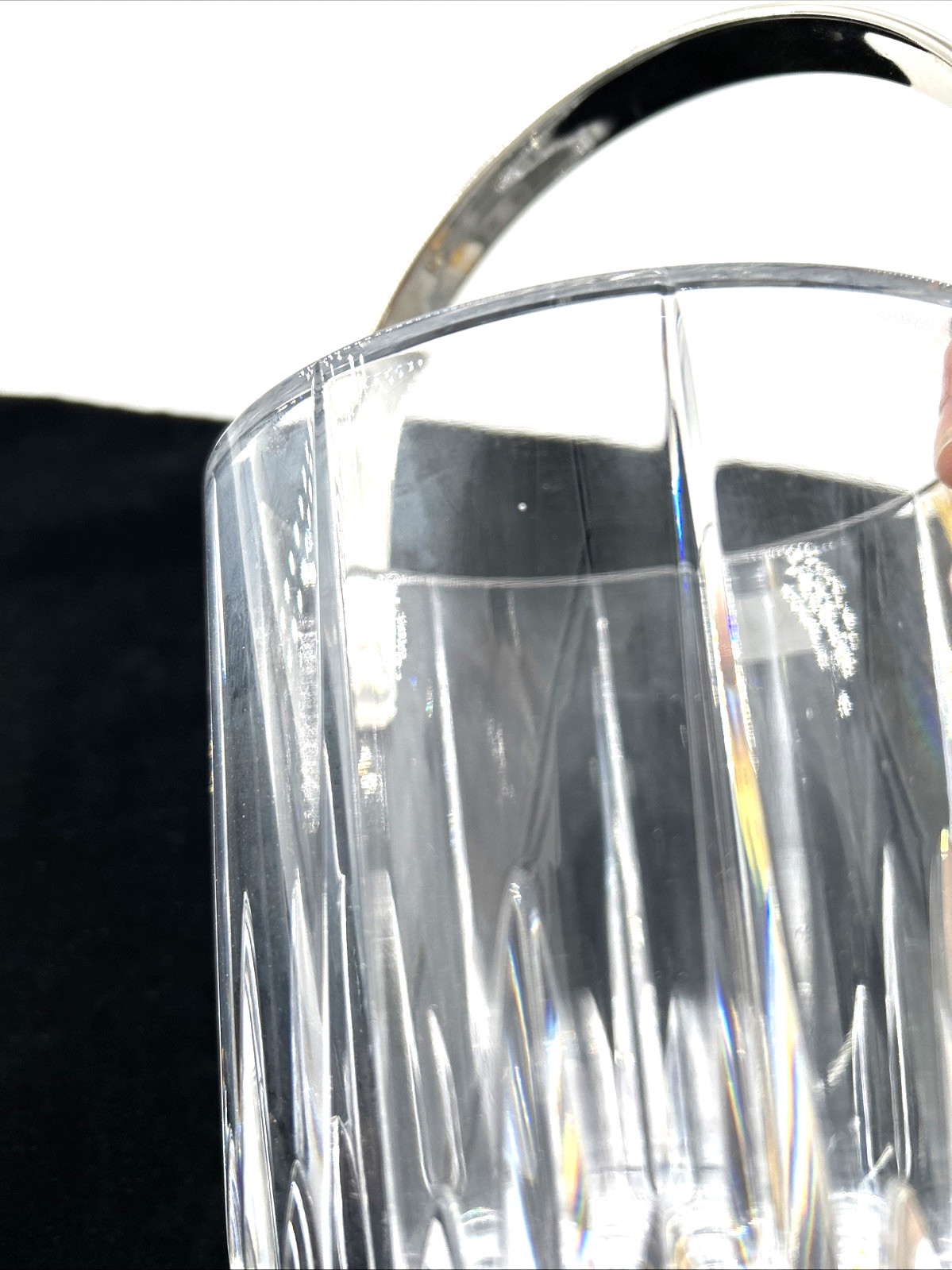 Mikasa Arctic Lights 5 7/8" Crystal Ice Bucket Handle Barware Heavy Icebucket