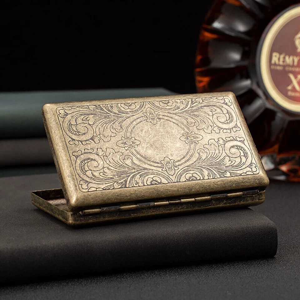 Retro Brass Metal Cigarette Case Holder Box for King Size or 20's Cigarettes - Image 2 of 4