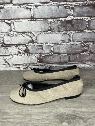 Kokua Tan Canvas Fabric Black Bow Casual Ballet Flats Shoes Women Sz 37EU/6.5US - Picture 20 of 20