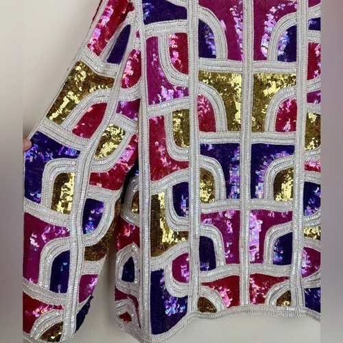 Rina Z. Vintage 80's Colorful Sequin Jacket - Picture 11 of 12