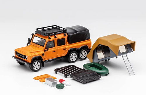 GCD 1:64 Orange ORV Defender 6x6 Camper Tent SUV Model Diecast Metal Car - Picture 7 of 17