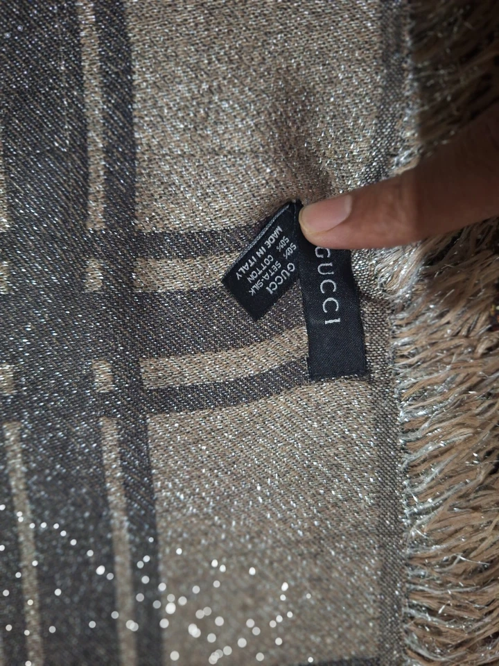 Gucci шарф шаль надежном хлопок шелк GG логотип сделано в Италии - Изображение 3 из 4