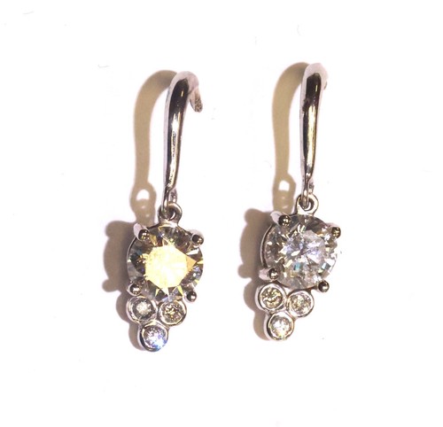 GIA certified new 14k white gold 1.62ct SI1 H round diamond Dangle earrings 2g - Picture 9 of 18