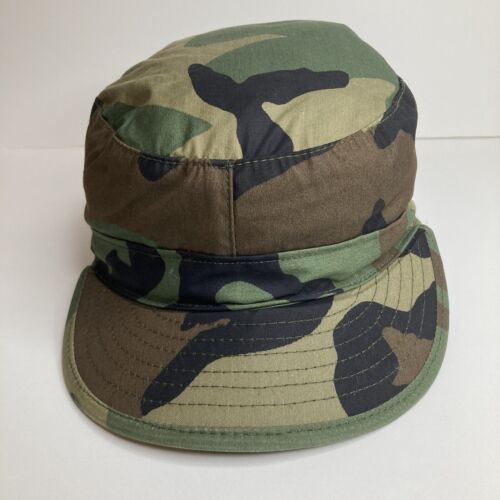 Sekri Army Military Hat Cap Woodland Camo size 7 1/8 winter patrol ear flap