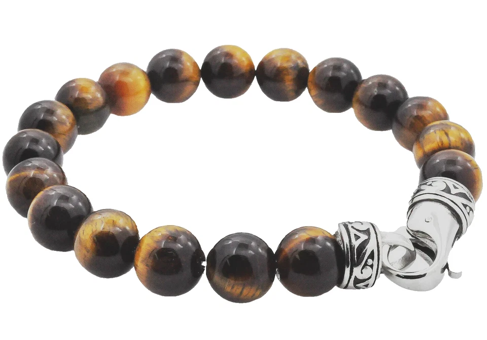 BLACKJACK BJB244BTE 18(10mm) Genuine TIGER'S EYE Bead Bracelet - NEW FOR 2024 - Image 2 of 3