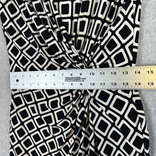 Abito midi Lauren Ralph Lauren donna 10 nero bianco geometrico annodato cambio vintage - Foto 5 di 11