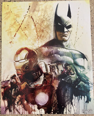 CUSTOM LIMITED ART PIECE IRON MAN BATMAN COMIC CON BOX 8 X10 WIZARD WORLD