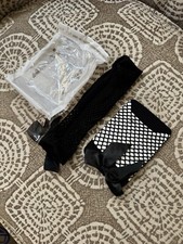 Black Fishnet Bow Detail Socks