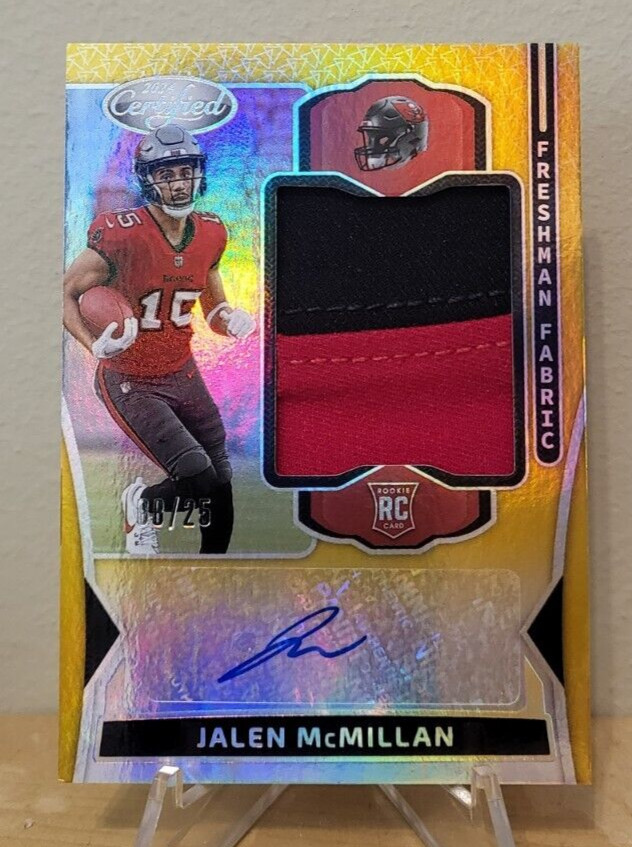 2024 Certified Jalen McMillan Rookie Freshman Fabric Mirror Gold Auto SP #'d /25