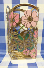 Bath  Body Works BUTTERFLIES IN THE GARDEN Metal Foaming Soap Holder Sleeve NEW