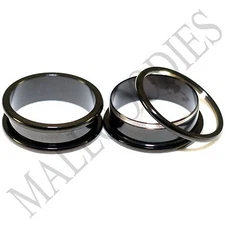 1474 Screw-on / fit Black 1-1/8" Inch 28mm Flesh Tunnels Ear Plugs Earlets Steel