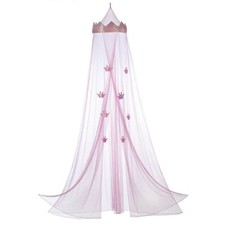 Adorable Pink Plastic Polyester Princess Bed Canopy With Crown