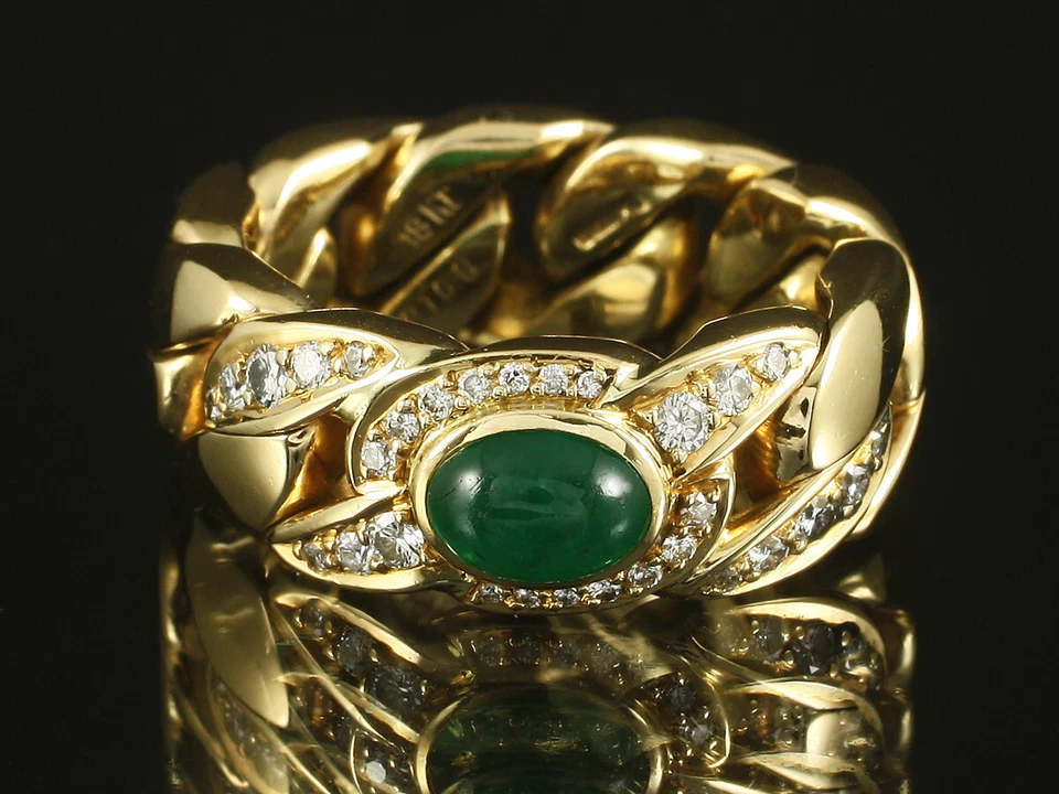 Wempe Smaragd Brillant Kettenring ca. 1,40ct 18,8g 750/- Gelbgold - Bild 4 von 4