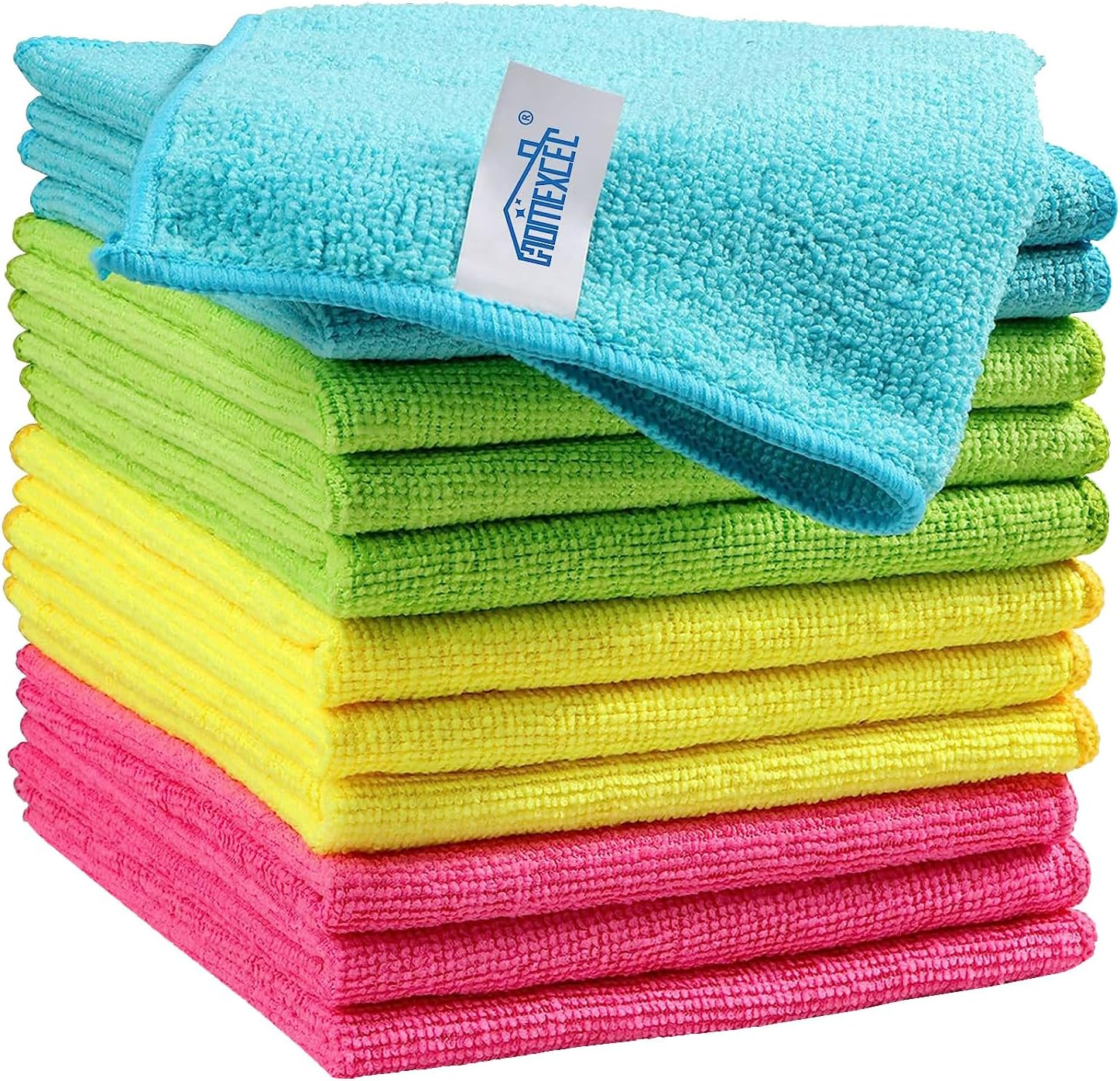 Assorted Microfiber Cleaning Cloths - 12 Pack, 4 Colors, 11.5