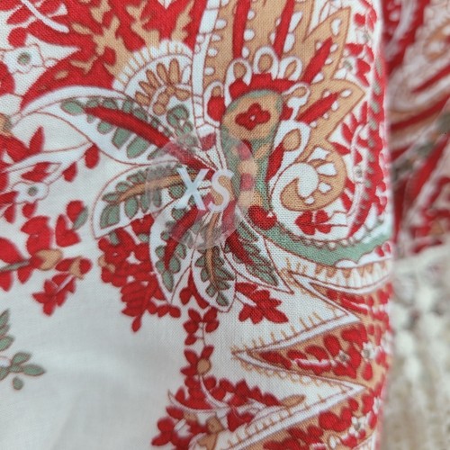 Kendall + Kylie Boho Cropped Paisley Print Top Bell Sleeves Lace Trim Sz XS Red - Picture 11 of 13