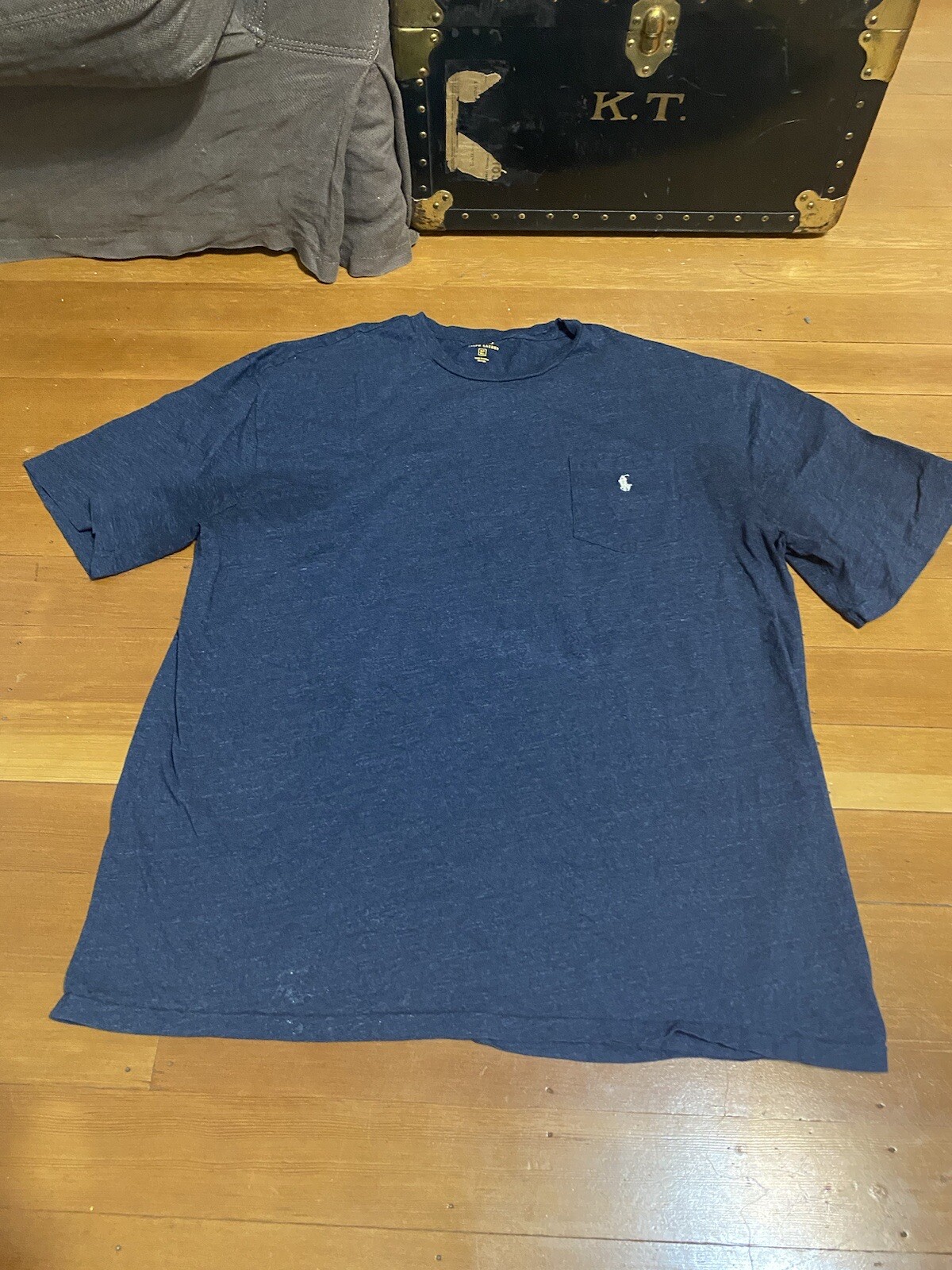 Polo Ralph Lauren T Shirt Tascata Uomo Large Pony Blu Navy Manica Corta XLT