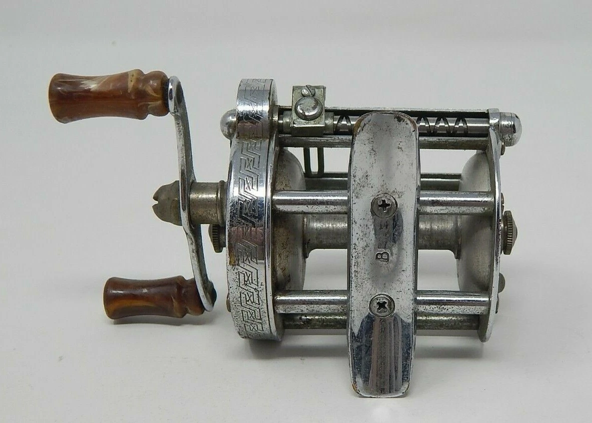 Vintage Pflueger AKRON No. 1893L Chrome Bait Casting Fishing/ Fish