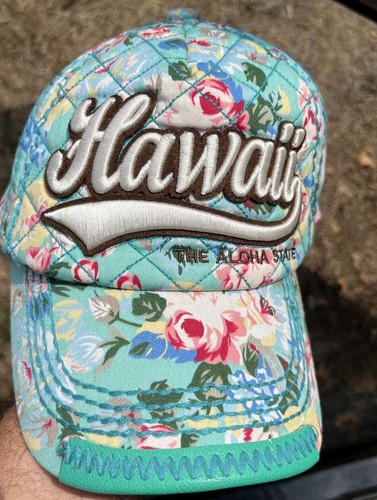 Hawaii Floral Baseball Hat Quilted Spell Out Cap Colorful Tropical Adjustable - Picture 8 of 10