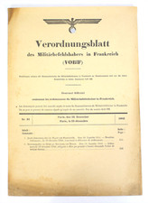 Ordonnance du Commandement militaire en France - 1942 ( document original!)