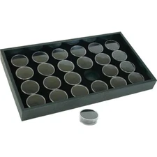 24 Gem Jars Black Foam Display Stackable Showcase Tray