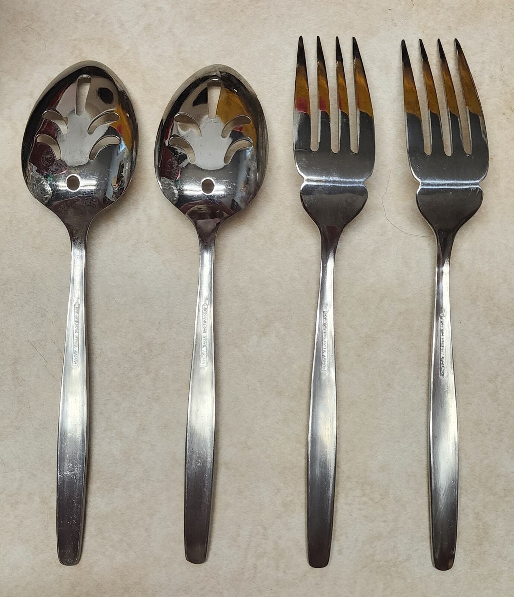 Vintage 1960s 1970s Stainless Steel Floral Flatware Japan Serving