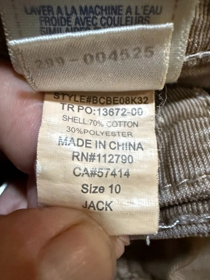 True Religion 灯芯绒杰克男孩 10 米色拉链直口袋 24X26。 — 第 4/4 张图片