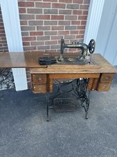 New Home Cast Iron Antique Sewing Machine in Original Cabinet