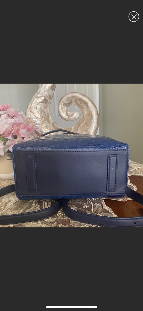 Tory Burch Croc Embossed Backpack BLUE Leather - Stunning  display picture 2