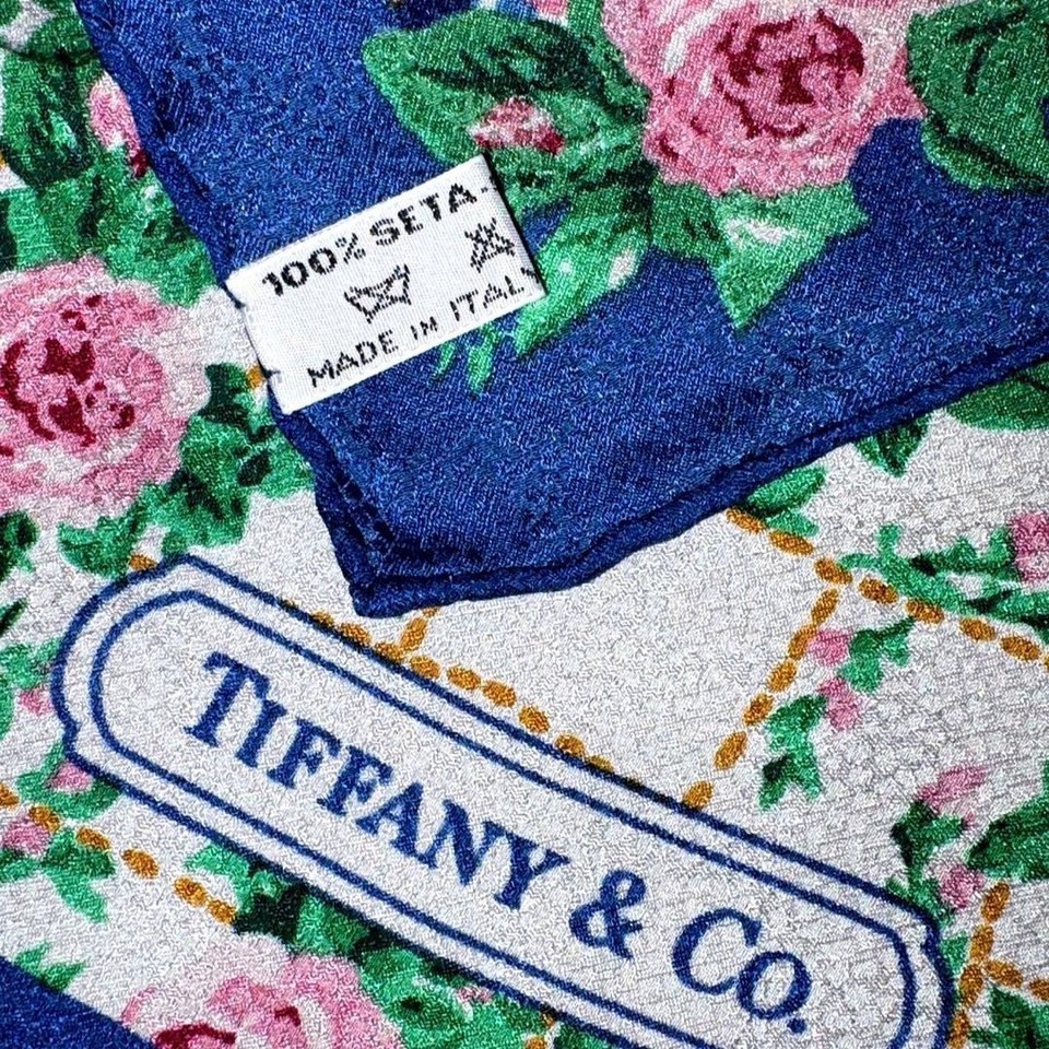 TIFFANY & Co. Scarf rose pattern 100% silk from Italy 90cm | eBay