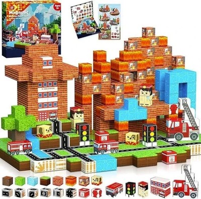 100x-150x Magnetische Minecraft Bausteine Spielszene Block-Set Kinder Spielzeug