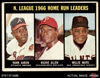 1967 Topps #244 Hank Aaron NL HR Leaders Braves / Phillies / Giants HOF 2 - GOOD