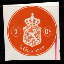 Netherlands 1957 2gl Revenue Cut Square (Dark Orange) - S51302