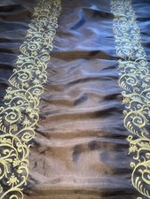 FAUX SILK EMBROIDERED 58  DRAPERY UPHOLSTERY Sold By The Yard - Chocolate Brown