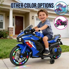 12V Electric Motorcycle Kids Ride On Toy,Music and LED lighting,Training wheels