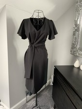 Lipsy Black V Neck Flutter Sleeve Dress