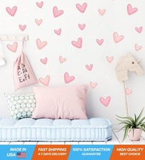 80pcs Pink Heart Shape Wall Stickers for Bedroom Living Room Girls Room...
