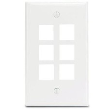 3PC Leviton 41080-6WP Wallplate, Quickport, 6-Port, 1-Gang, White
