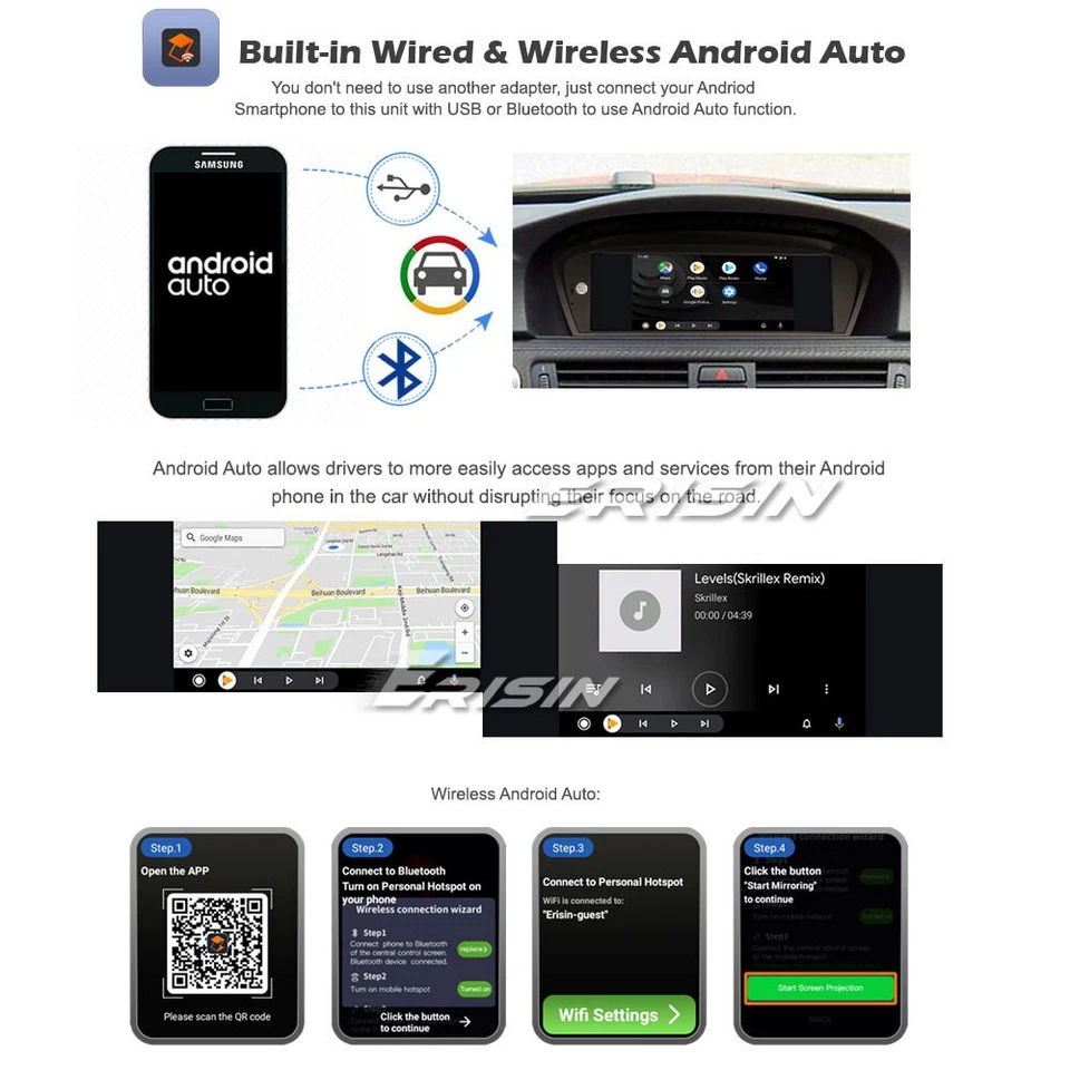 Android 14 Autoradio GPS DAB+ BT CarPlay per BMW E90 E91 E92 E60 E61 E63 E64 CCC - Immagine 4 di 4