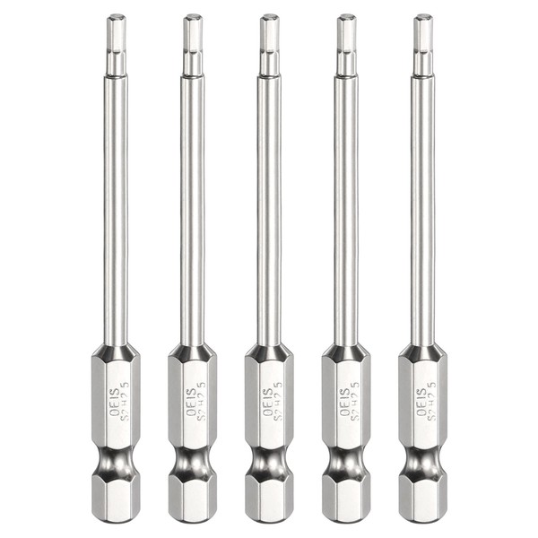 "H2.5 Sechskant-Bits 2.5Mm 1/4\" Schaft 75Mm 5 Stk. Chrombeschichtet FüR"-image