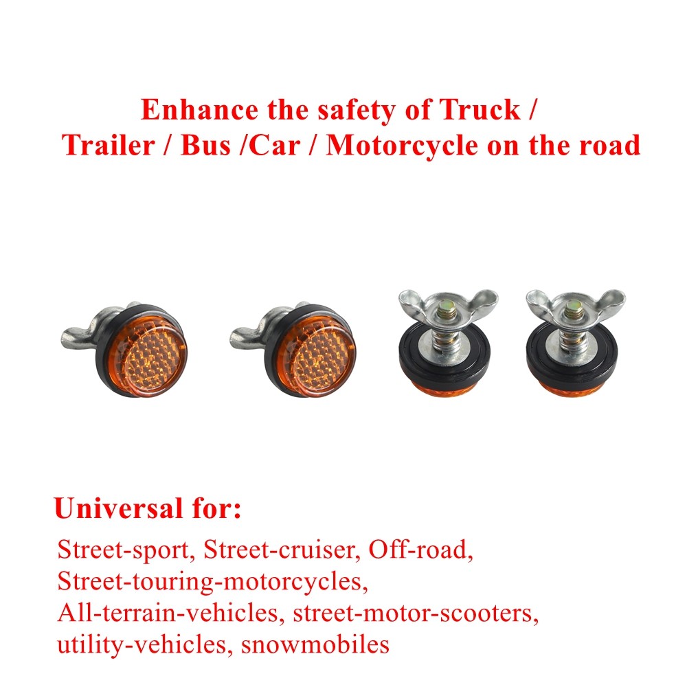4X Mini License Number Plate Bolt On Safety Reflectors For Motorcycle ATV Truck