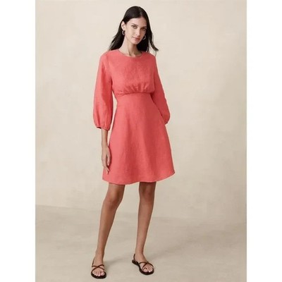 lisa open back linen dress Banana Republic Lisa Open-Back Linen Mini Dress Black Size Petite 0 NWT  RT$170