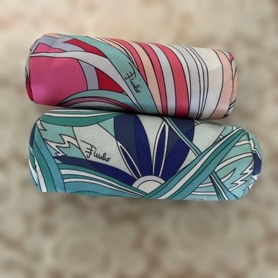 Emilio Pucci, Mini Pouch, Geometric Pattern, 2er Set, Multicolor, Blau, Pink