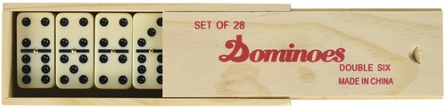 Double 6 Professional Domino Tiles with Spinner in Wooden Box