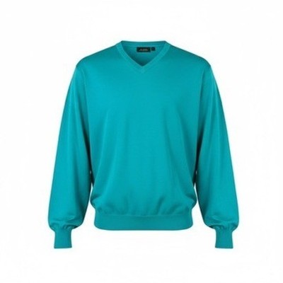 E-Luxe Teal Blue V-neck Cotton Sweater XL Super Soft Retro Blokecore