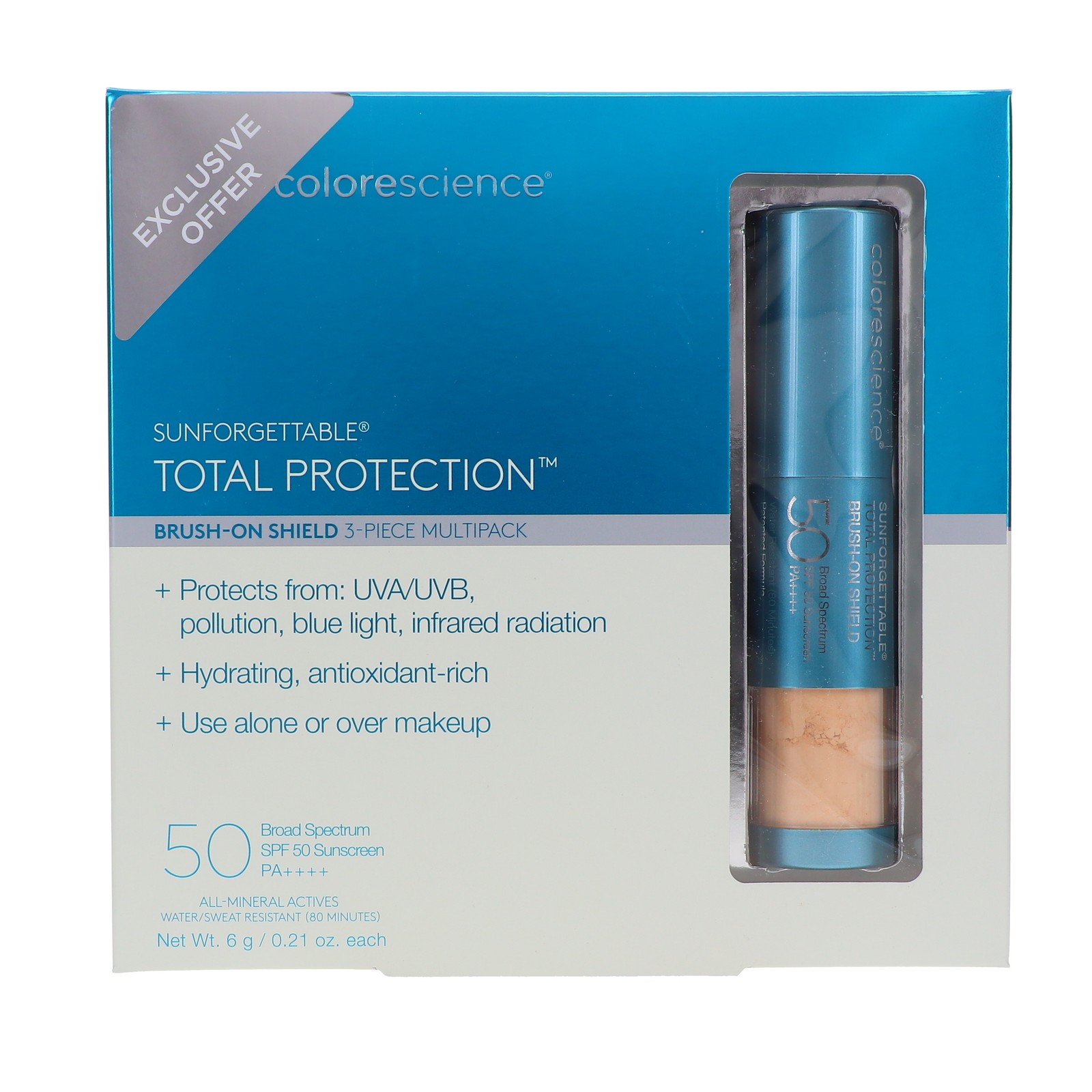 Солнцезащитный крем Colorescience Total Protection Brush-On Shield SPF 50 Fair, 3 упаковки