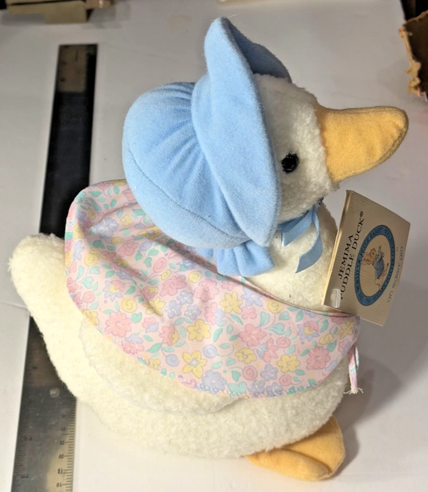 EDEN JEMIMA PUDDLE DUCK PLUSH STUFFED TOY BEATRIX POTTER 复古全新带标签 NOS — 第 3/4 张图片