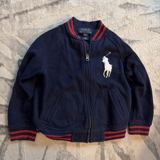 Polo Ralph Lauren Boys Bomber Jacket Size 3/3T Navy Large Pony Varsity Cotton