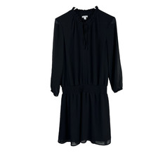 J Crew Mercantile Dress Womens Size S Black Smocked Ruffles Chiffon Lined L2334